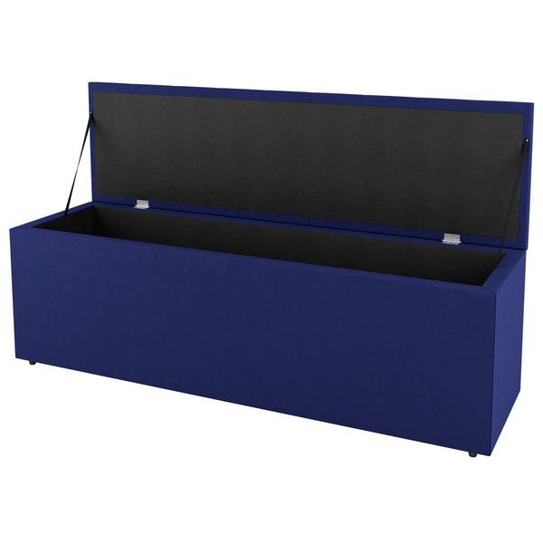 Imagem de Kit Cabeceira e Baú Cama Box Casal Cora 140cm Suede Azul - Abmaza