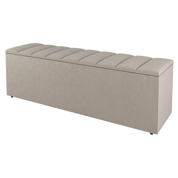 Imagem de Kit Cabeceira e Baú Cama Box Casal Cora 140cm Suede Bege - Abmaza