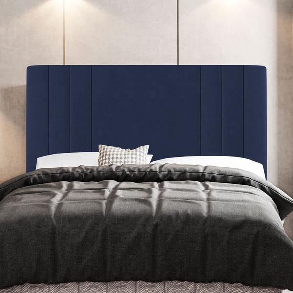 Kit Cabeceira e Baú Cama Box Casal Grace 140cm Suede Azul - Abmaza Imagem de Kit Cabeceira e Baú Cama Box Casal Grace 140cm Suede Azul - Abmaza