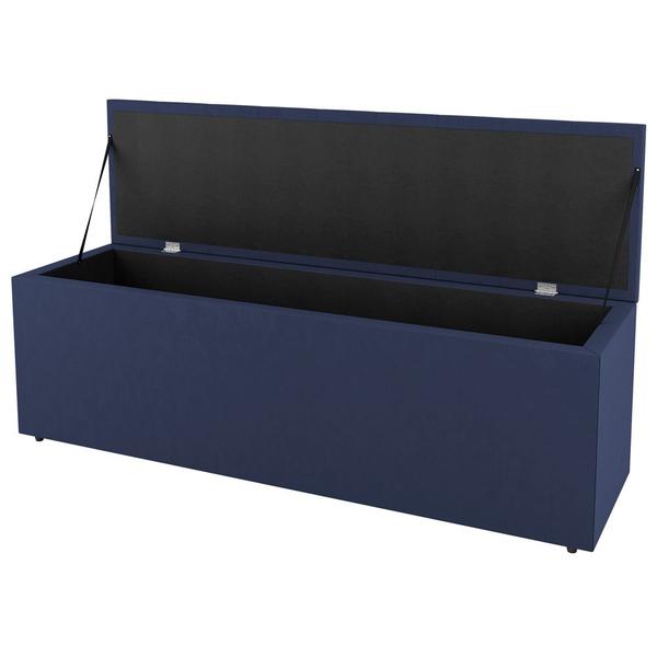 Kit Cabeceira e Baú Cama Box Casal Grace 140cm Suede Azul - Abmaza Imagem de Kit Cabeceira e Baú Cama Box Casal Grace 140cm Suede Azul - Abmaza