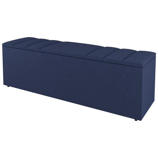 Kit Cabeceira e Baú Cama Box Casal Grace 140cm Suede Azul - Abmaza Imagem de Kit Cabeceira e Baú Cama Box Casal Grace 140cm Suede Azul - Abmaza