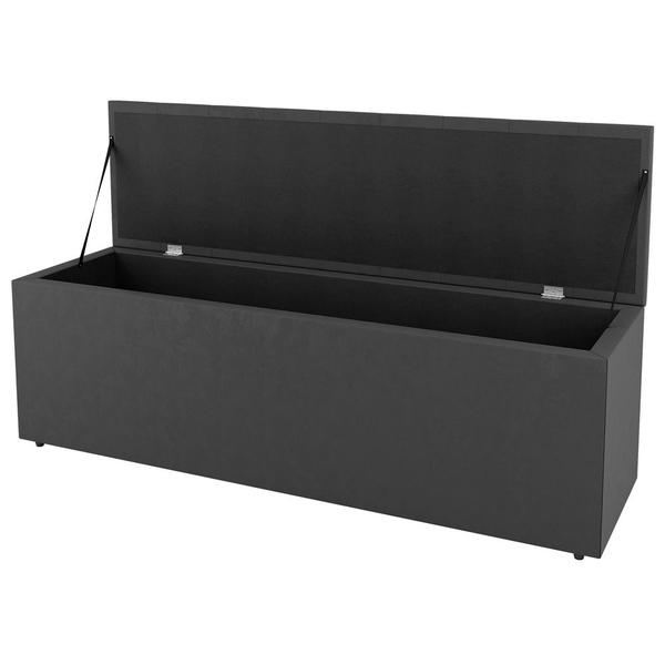 Imagem de Kit Cabeceira e Baú Cama Box King Size Cora 195cm Suede Cinza Escuro - Desk Design