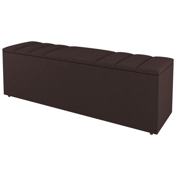 Imagem de Kit Cabeceira e Baú Cama Box Queen Size Grace 160cm Sintético Marrom - Desk Design