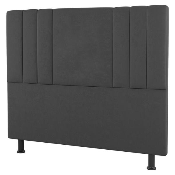 Imagem de Kit Cabeceira e Baú Cama Box Queen Size Grace 160cm Suede Cinza Escuro - Desk Design