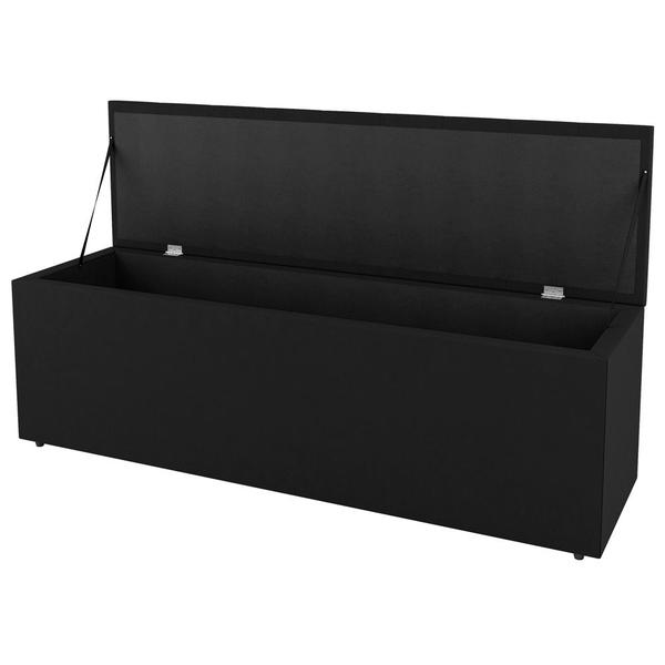 Imagem de Kit Cabeceira e Baú Cama Box Queen Size Grace 160cm Suede Preto - Desk Design