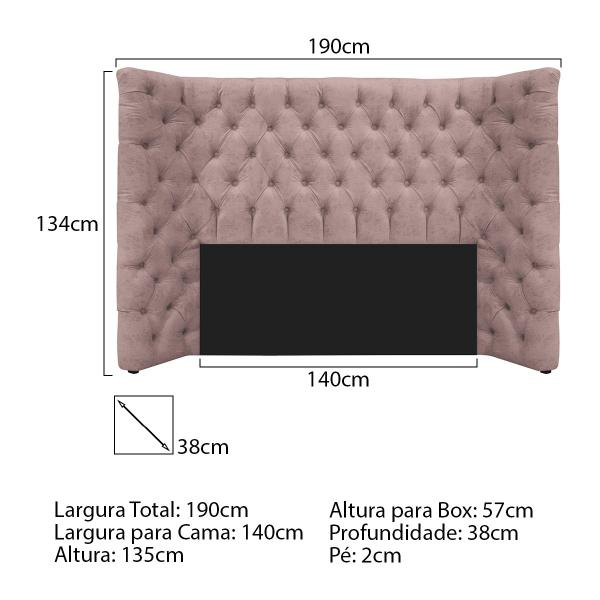 Imagem de Kit Cabeceira e Calçadeira Baú Casal Everest P02 140 cm para cama Box Linho - Doce Sonho Móveis