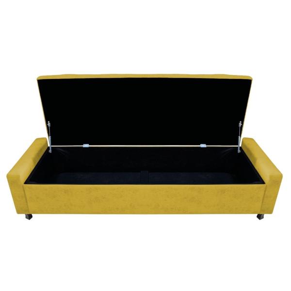 Imagem de Kit Cabeceira e Calçadeira Baú Casal Everest P02 140 cm para cama Box Suede Amarelo - Amarena Móveis