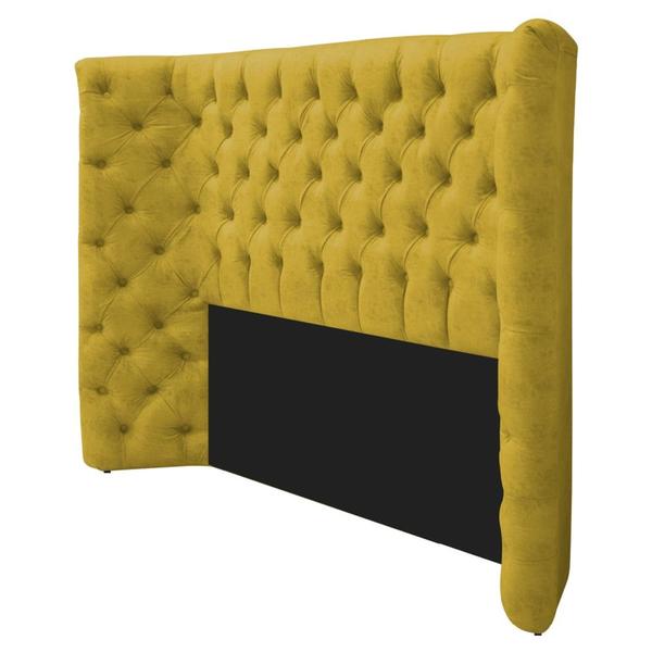 Imagem de Kit Cabeceira e Calçadeira Baú Casal Everest P02 140 cm para cama Box Suede Amarelo - Amarena Móveis