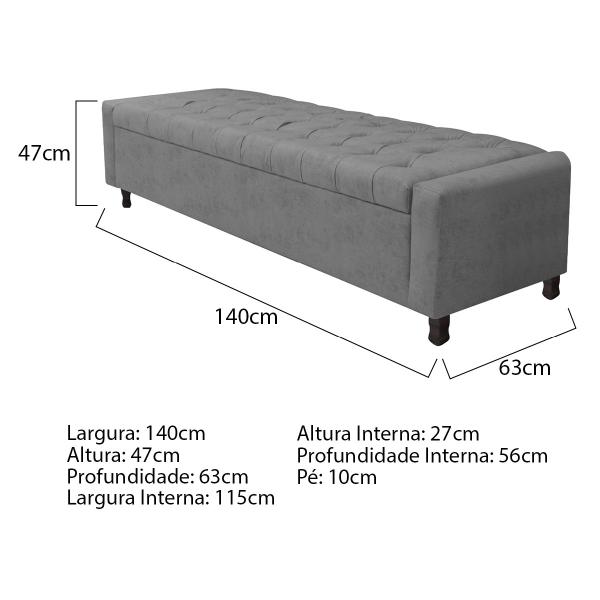 Imagem de Kit Cabeceira e Calçadeira Baú Casal Everest P02 140 cm para cama Box Suede - Amarena Móveis