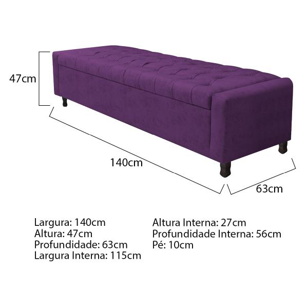 Imagem de Kit Cabeceira e Calçadeira Baú Casal Everest P02 140 cm para cama Box Suede - Doce Sonho Móveis