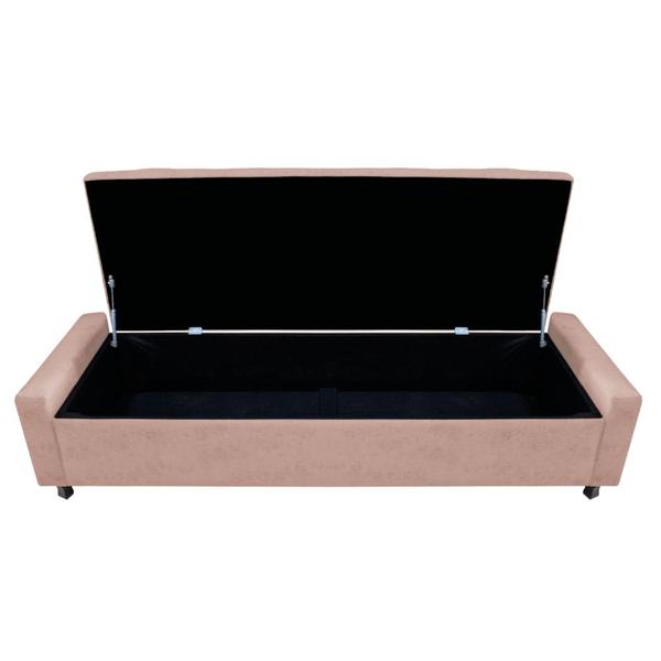 Imagem de Kit Cabeceira e Calçadeira Baú Casal Everest P02 140 cm para cama Box Suede Rosê - Amarena Móveis