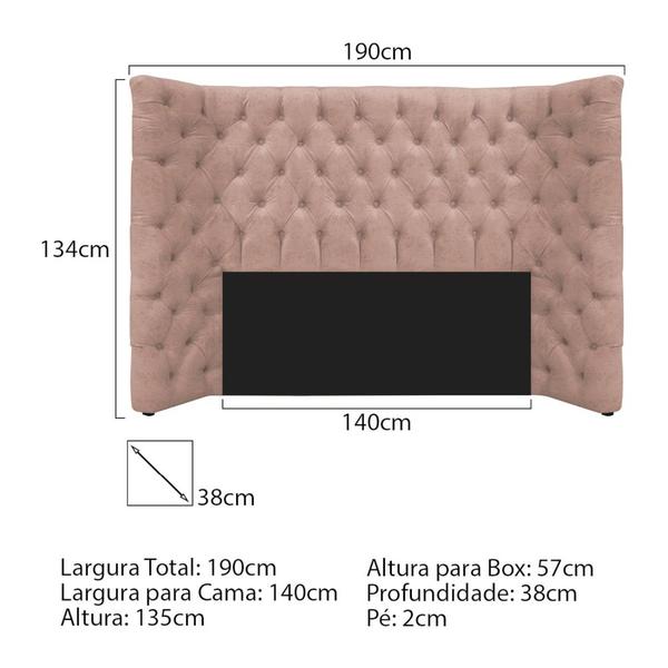 Imagem de Kit Cabeceira e Calçadeira Baú Casal Everest P02 140 cm para cama Box Suede Rosê - Amarena Móveis