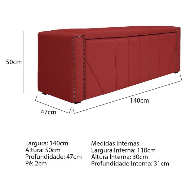 Imagem de Kit Cabeceira e Calçadeira Baú Casal Minsk P02 140 cm para cama Box Sintético - ADJ Decor