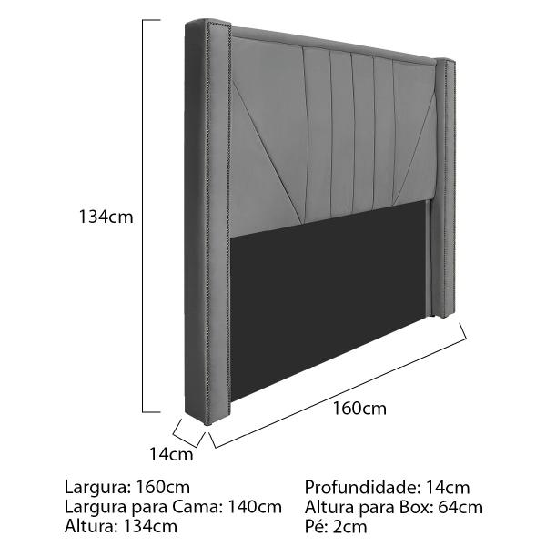 Imagem de Kit Cabeceira e Calçadeira Baú Casal Minsk P02 140 cm para cama Box Suede - Amarena Móveis