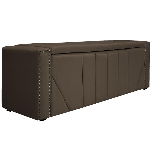 Imagem de Kit Cabeceira e Calçadeira Baú Casal Minsk P02 140 cm para cama Box Suede - Amarena Móveis