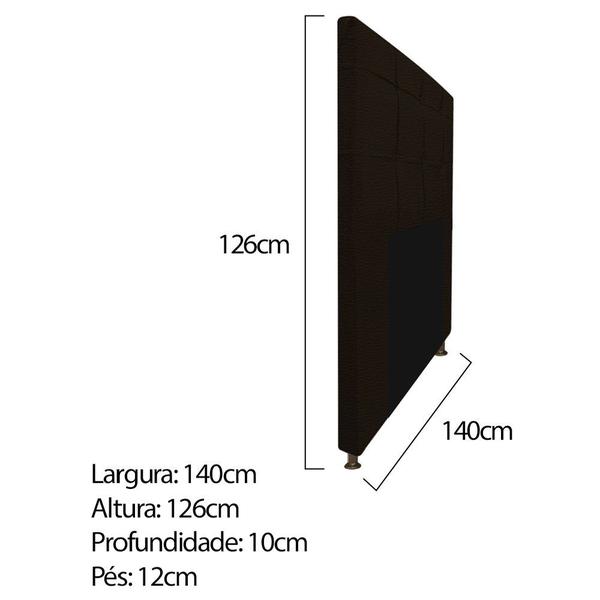 Imagem de Kit Cabeceira e Calçadeira Baú Estofada Mel 140 cm Casal Com Capitonê Corano Marrom - Doce Sonho Móveis