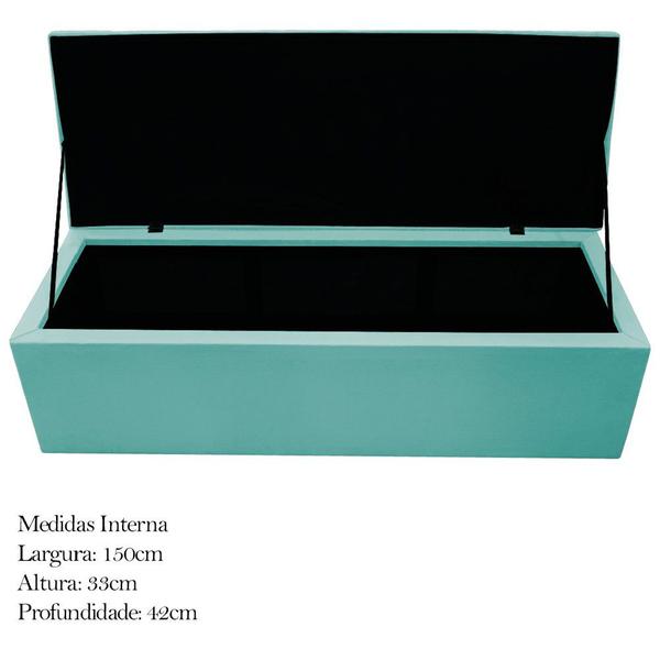 Imagem de Kit Cabeceira e Calçadeira Baú Estofada Mel 160 cm Queen Size Com Botonê Suede Azul Tiffany - Doce Sonho Móveis