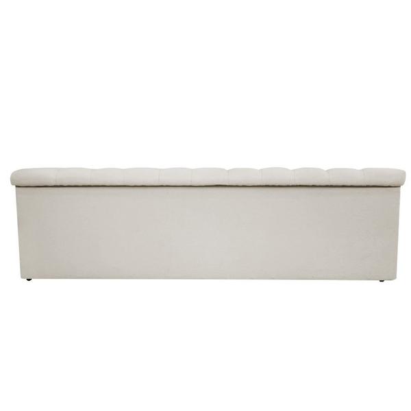 Imagem de Kit Cabeceira e Calçadeira Baú Estofada Mel 160 cm Queen Size Com Capitonê Suede Bege - ADJ Decor