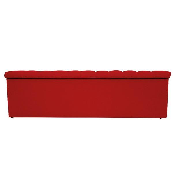 Imagem de Kit Cabeceira e Calçadeira Baú Estofada Mel 160 cm Queen Size Com Capitonê Suede Vermelho - ADJ Decor