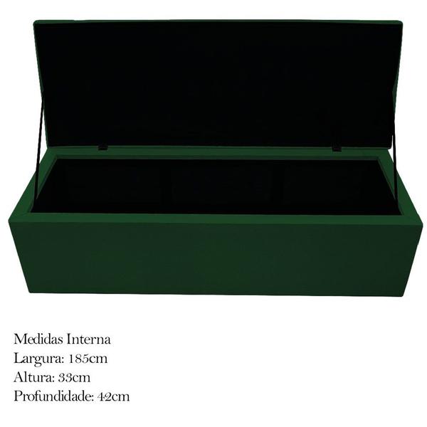 Imagem de Kit Cabeceira e Calçadeira Baú Estofada Mel 195 cm King Size Com Capitonê Suede Verde - ADJ Decor