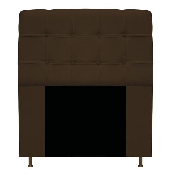 Imagem de Kit Cabeceira e Calçadeira Baú Estofada Mel 90 cm Solteiro Com Capitonê Suede Marrom - ADJ Decor