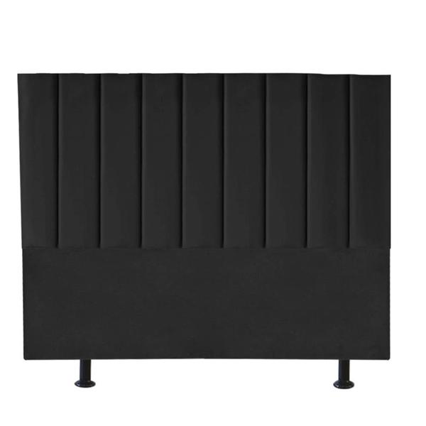 Imagem de Kit Cabeceira e Calçadeira Baú King 195cm Cancun Suede Preto - D A DECOR