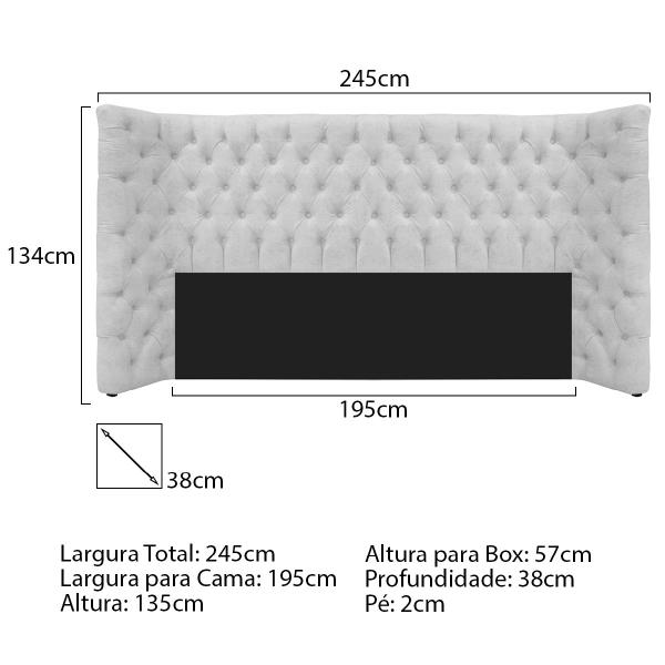 Imagem de Kit Cabeceira e Calçadeira Baú King Everest P02 195 cm para cama Box Corano - Doce Sonho Móveis