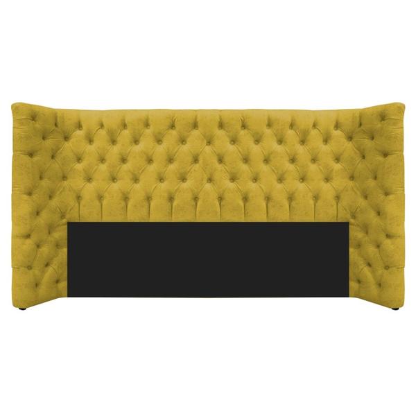 Imagem de Kit Cabeceira e Calçadeira Baú King Everest P02 195 cm para cama Box Suede Amarelo - Amarena Móveis