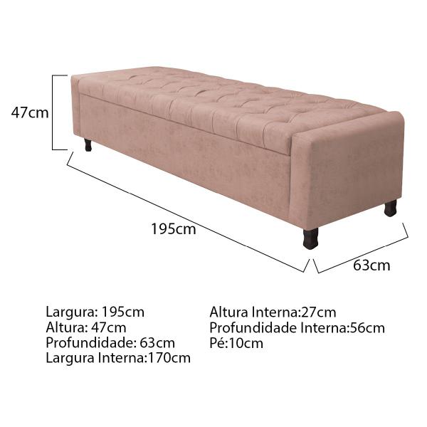 Imagem de Kit Cabeceira e Calçadeira Baú King Everest P02 195 cm para cama Box Suede - Amarena Móveis