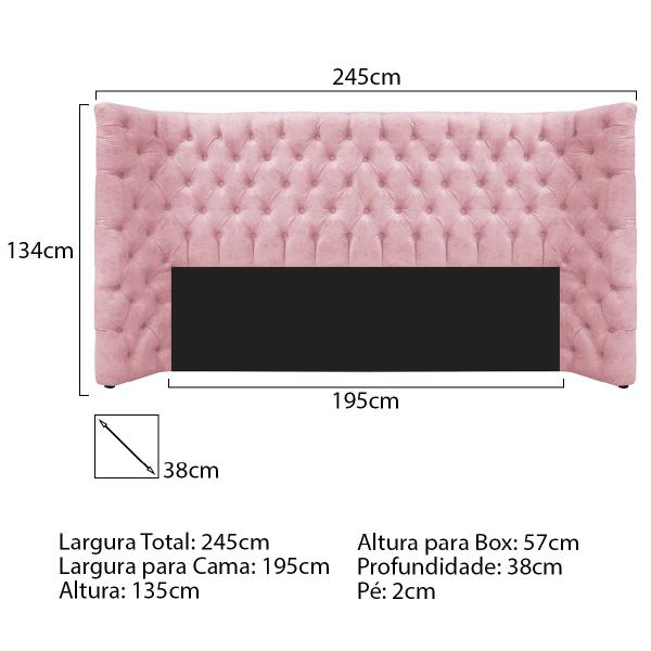 Imagem de Kit Cabeceira e Calçadeira Baú King Everest P02 195 cm para cama Box Suede - Doce Sonho Móveis