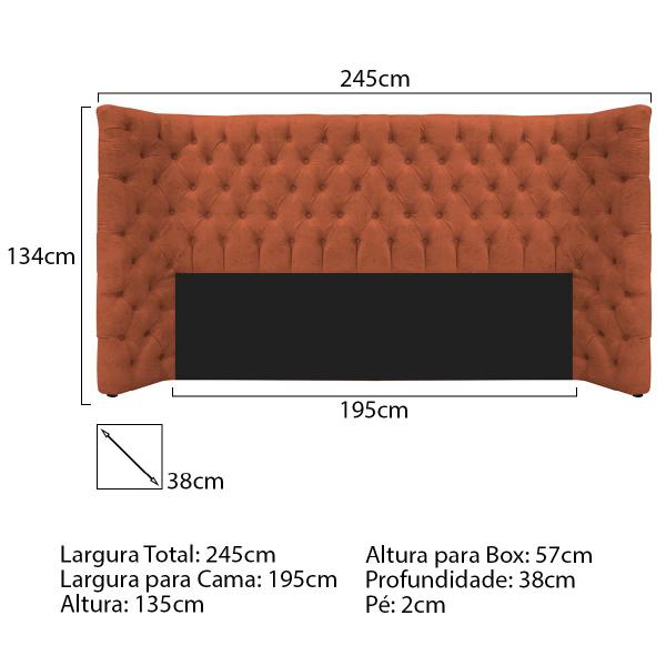 Imagem de Kit Cabeceira e Calçadeira Baú King Everest P02 195 cm para cama Box Suede - Doce Sonho Móveis