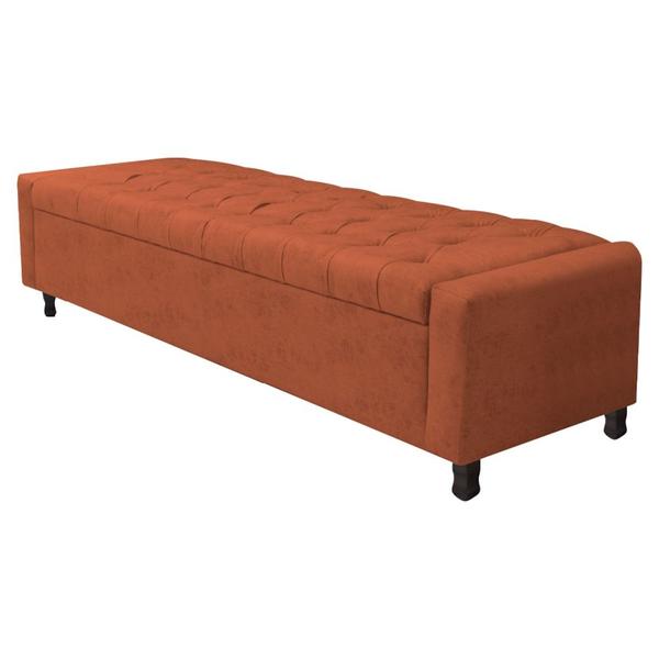 Imagem de Kit Cabeceira e Calçadeira Baú King Everest P02 195 cm para cama Box Suede Terracota - Amarena Móveis