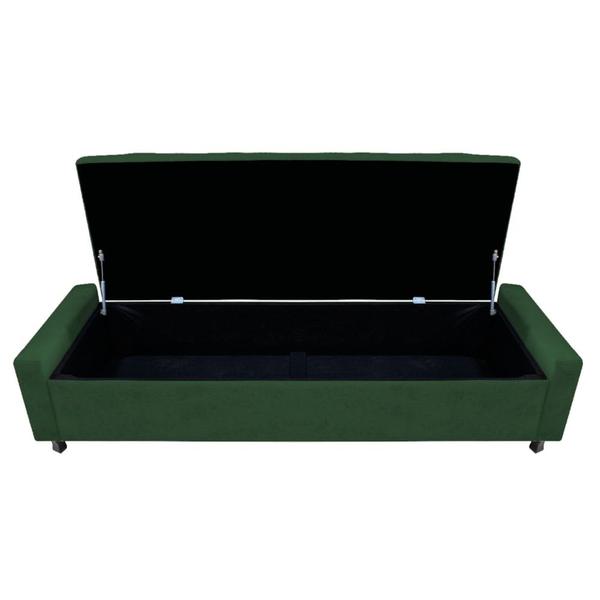 Imagem de Kit Cabeceira e Calçadeira Baú King Everest P02 195 cm para cama Box Suede Verde - Amarena Móveis