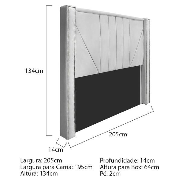 Imagem de Kit Cabeceira e Calçadeira Baú King Minsk P02 195 cm para cama Box Suede Branco - Amarena Móveis