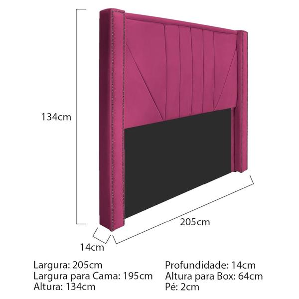 Imagem de Kit Cabeceira e Calçadeira Baú King Minsk P02 195 cm para cama Box Suede Pink - Amarena Móveis