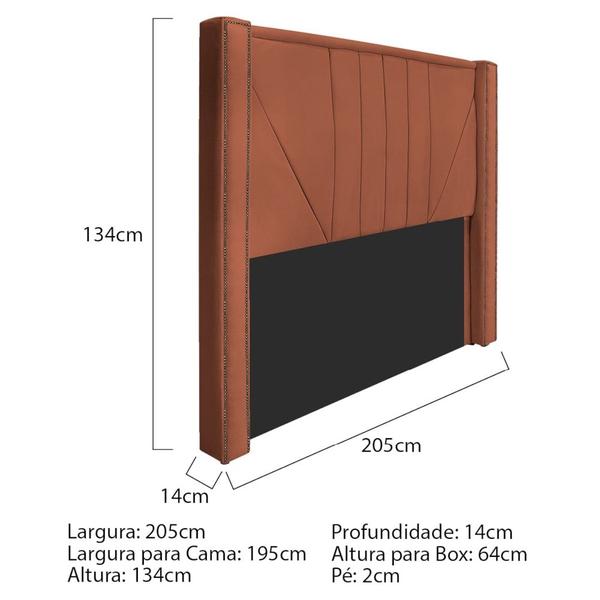 Imagem de Kit Cabeceira e Calçadeira Baú King Minsk P02 195 cm para cama Box Suede Terracota - Amarena Móveis