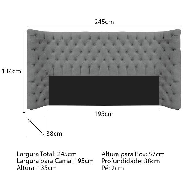 Imagem de Kit Cabeceira e Calçadeira Baú Queen Everest P02 160 cm para cama Box Corano - Doce Sonho Móveis