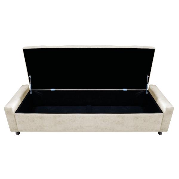 Imagem de Kit Cabeceira e Calçadeira Baú Queen Everest P02 160 cm para cama Box Linho - Doce Sonho Móveis