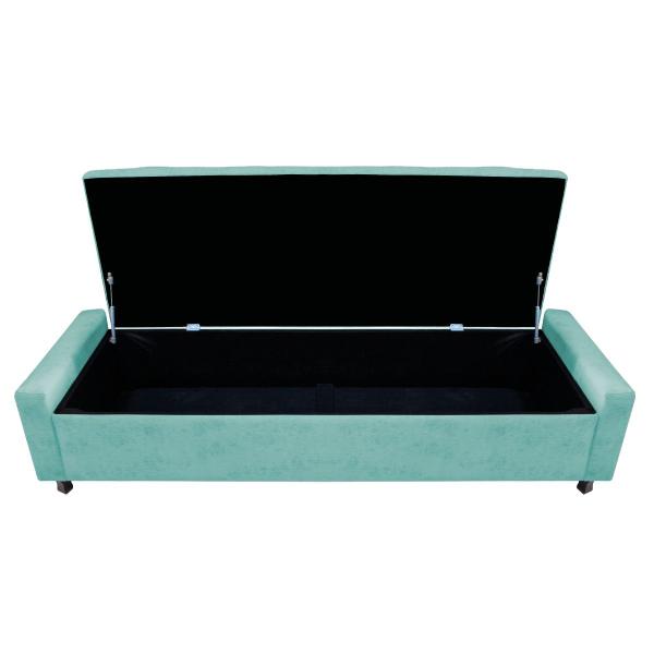 Imagem de Kit Cabeceira e Calçadeira Baú Queen Everest P02 160 cm para cama Box Suede - Doce Sonho Móveis