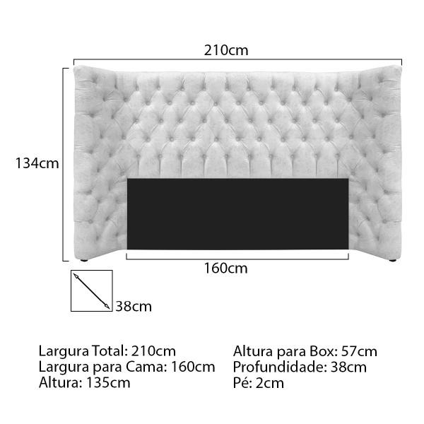 Imagem de Kit Cabeceira e Calçadeira Baú Queen Everest P02 160 cm para cama Box Suede - Doce Sonho Móveis