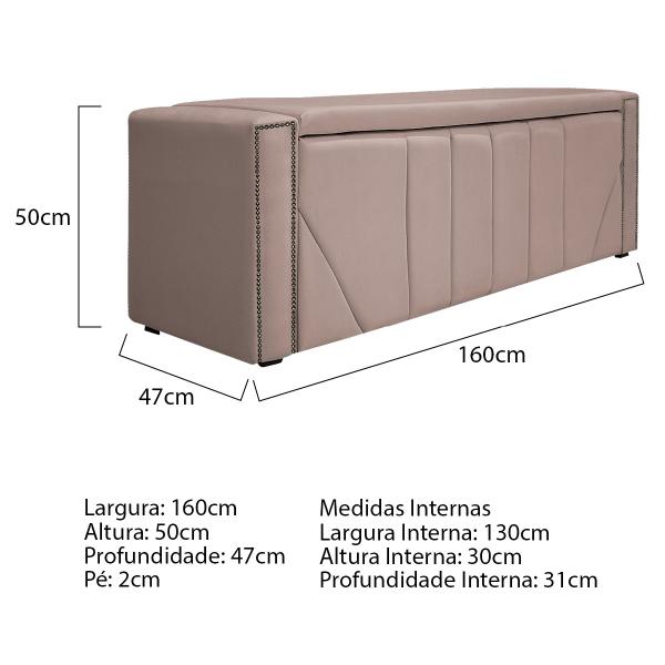 Imagem de Kit Cabeceira e Calçadeira Baú Queen Minsk P02 160 cm para cama Box Suede - ADJ Decor