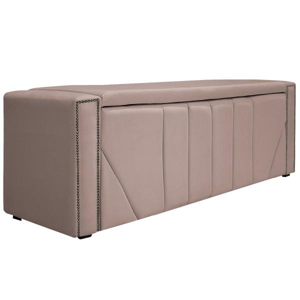 Imagem de Kit Cabeceira e Calçadeira Baú Queen Minsk P02 160 cm para cama Box Suede - ADJ Decor