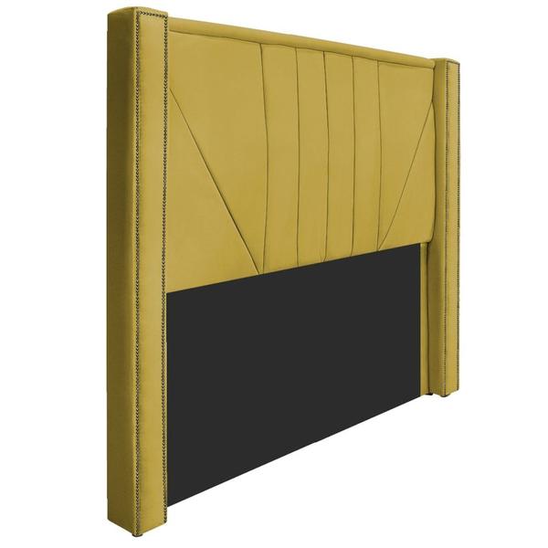 Imagem de Kit Cabeceira e Calçadeira Baú Queen Minsk P02 160 cm para cama Box Suede Amarelo - Amarena Móveis