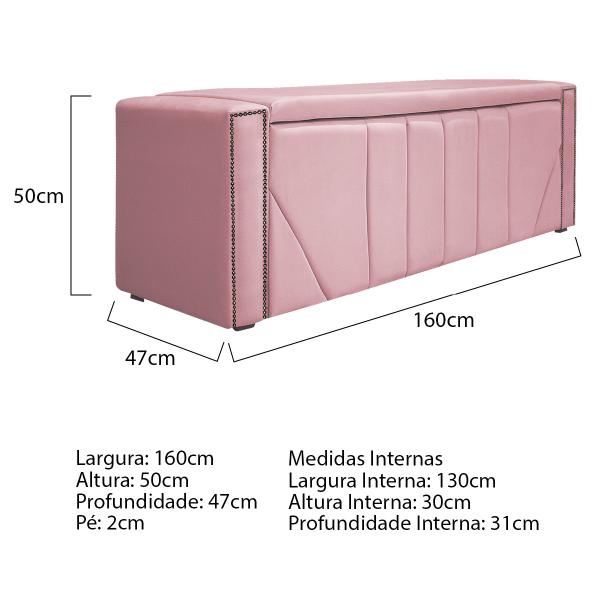 Imagem de Kit Cabeceira e Calçadeira Baú Queen Minsk P02 160 cm para cama Box Suede - Amarena Móveis