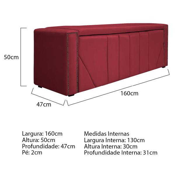 Imagem de Kit Cabeceira e Calçadeira Baú Queen Minsk P02 160 cm para cama Box Suede - Doce Sonho Móveis