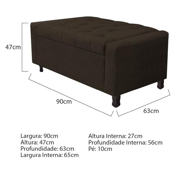 Imagem de Kit Cabeceira e Calçadeira Baú Solteiro Everest P02 90 cm para cama Box Corano Marrom - Amarena Móveis