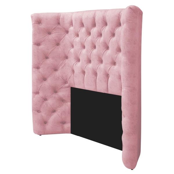 Imagem de Kit Cabeceira e Calçadeira Baú Solteiro Everest P02 90 cm para cama Box Suede Rosa Bebê - Amarena Móveis