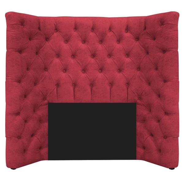 Imagem de Kit Cabeceira e Calçadeira Baú Solteiro Everest P02 90 cm para cama Box Suede Vermelho - Amarena Móveis