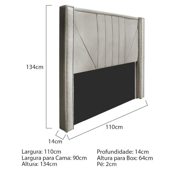 Imagem de Kit Cabeceira e Calçadeira Baú Solteiro Minsk P02 90 cm para cama Box Linho Bege - Amarena Móveis