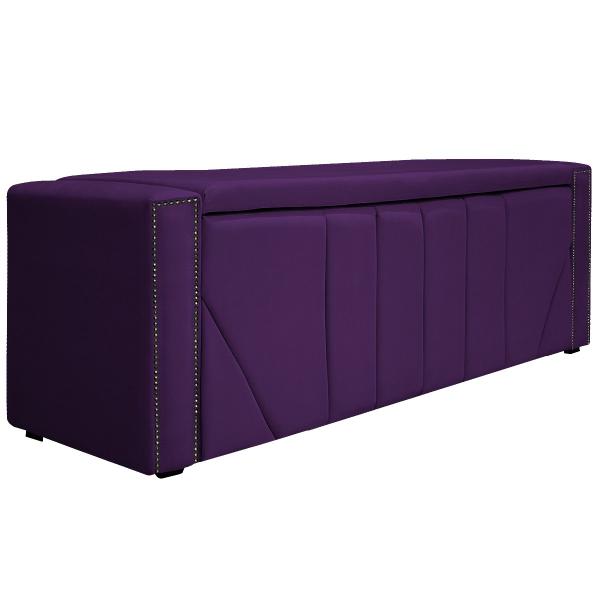 Imagem de Kit Cabeceira e Calçadeira Baú Solteiro Minsk P02 90 cm para cama Box Suede - Amarena Móveis